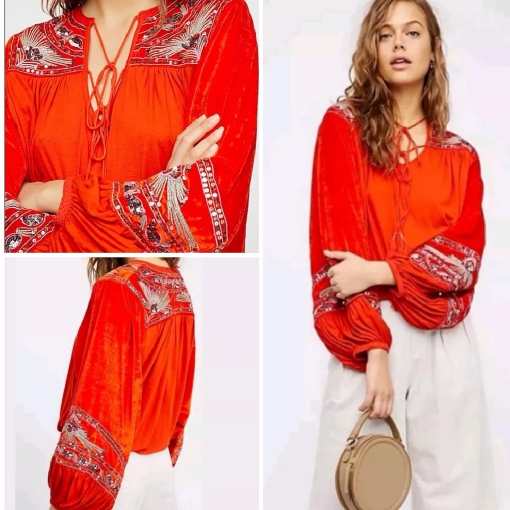 Free People Hearts A Flame Shirt Orange